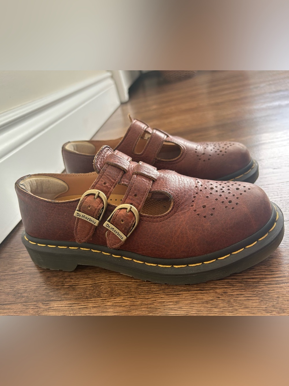 Dr. Martens Brown Double-Strap Perforated Mary Janes - Picture 4 of 6